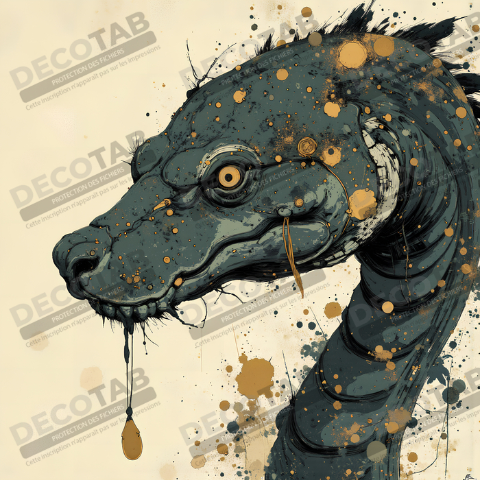Tableau serpent moderne - Peinture animalière expressive et graphique