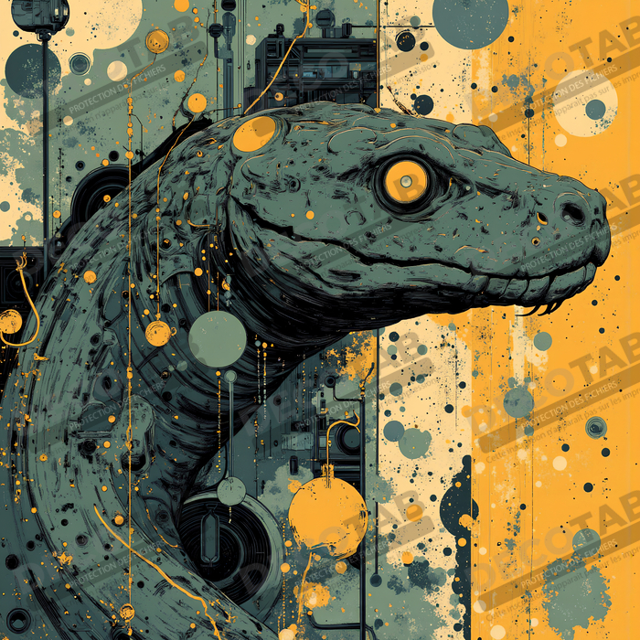 Tableau serpent moderne - Peinture animalière expressive et graphique