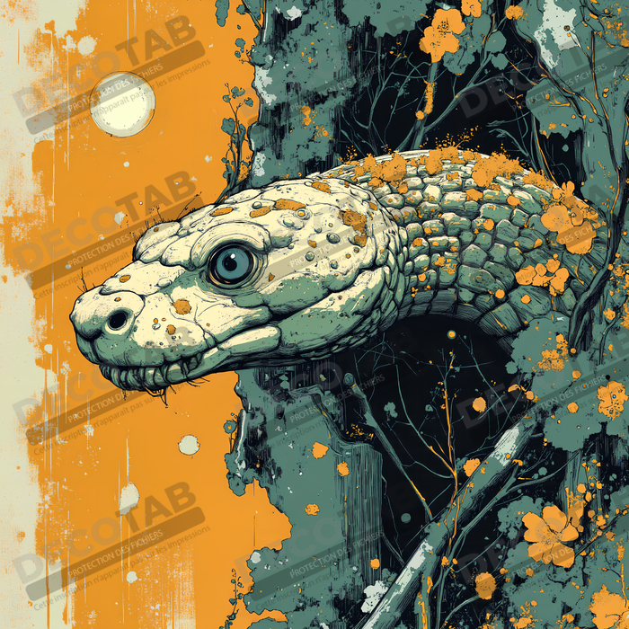 Tableau serpent moderne - Peinture animalière expressive et graphique
