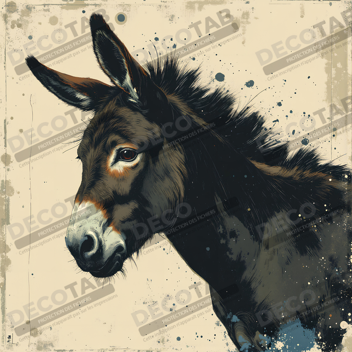 Tableau âne moderne - Peinture animalière expressive et graphique