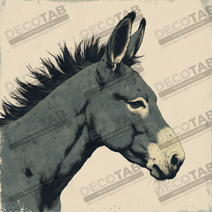 Tableau âne moderne - Peinture animalière expressive et graphique