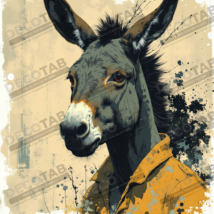 Tableau âne moderne - Peinture animalière expressive et graphique