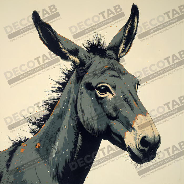Tableau âne moderne - Peinture animalière expressive et graphique