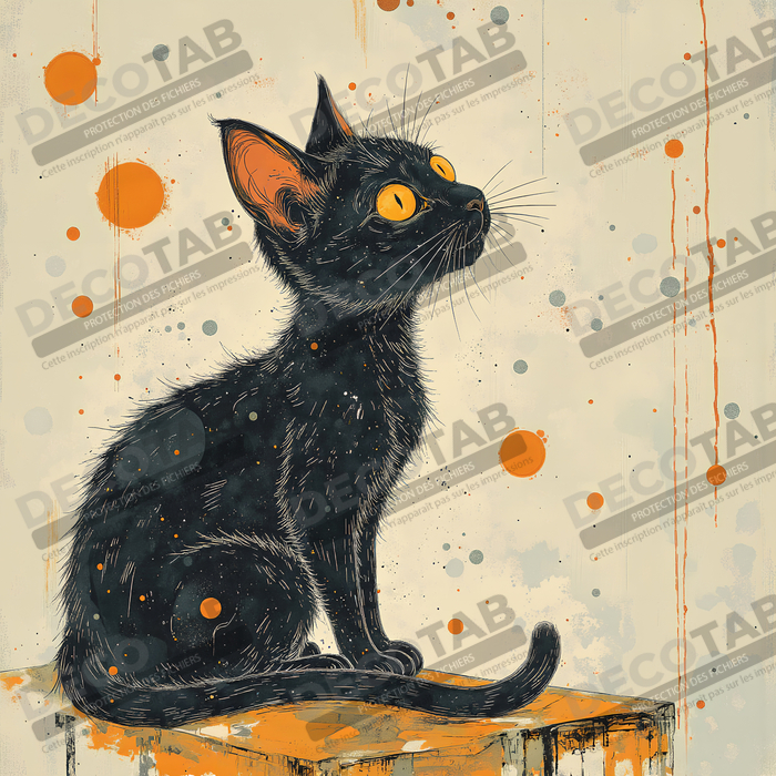 Tableau chat | Peinture expressive moderne chat