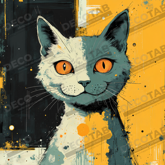 Tableau chat | Peinture expressive moderne chat