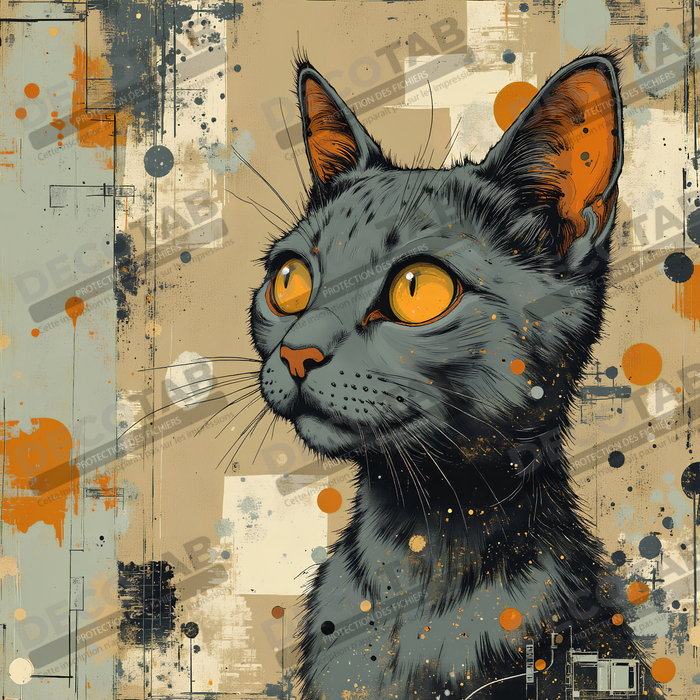 Tableau chat | Peinture expressive moderne chat