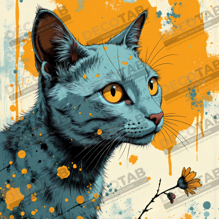 Tableau chat | Peinture expressive moderne chat