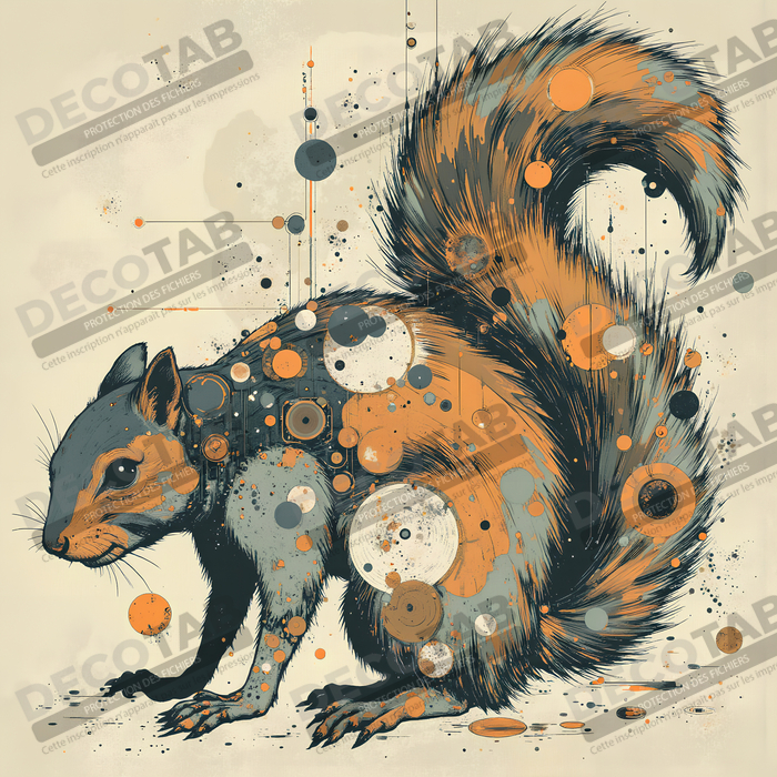 Tableau écureuil moderne - Peinture animalière expressive et graphique