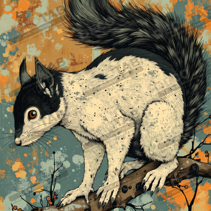 Tableau écureuil moderne - Peinture animalière expressive et graphique