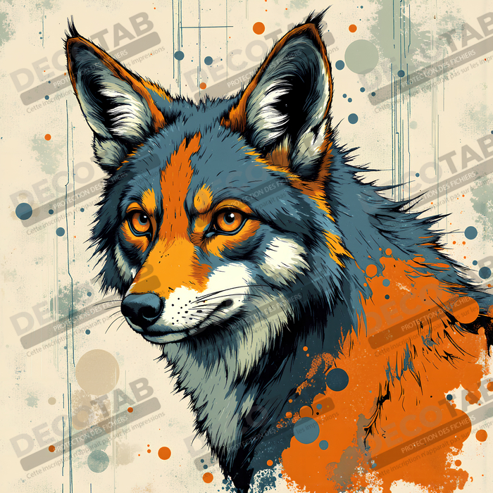 Tableau loup | Peinture moderne expressive loup