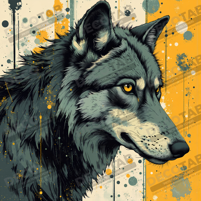 Tableau loup | Peinture moderne expressive loup
