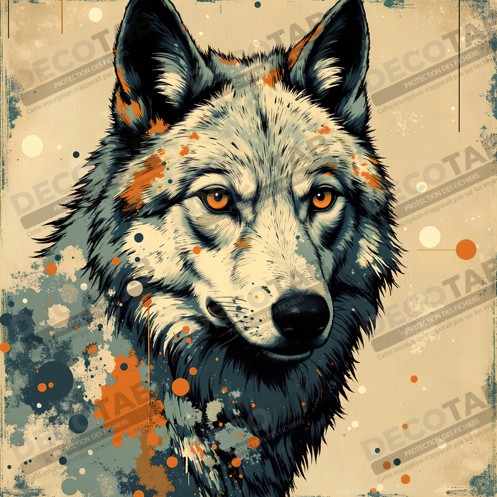 Tableau loup | Peinture moderne expressive loup