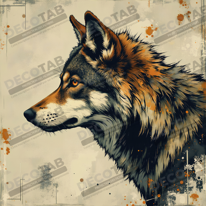 Tableau loup | Peinture moderne expressive loup
