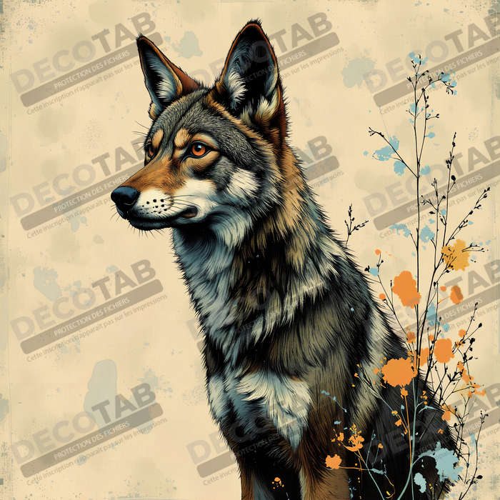 Tableau loup | Peinture moderne expressive loup