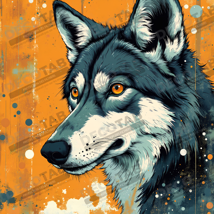 Tableau loup | Peinture moderne expressive loup