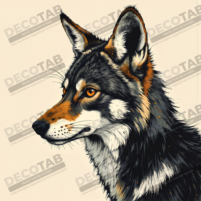 Tableau loup | Peinture moderne expressive loup