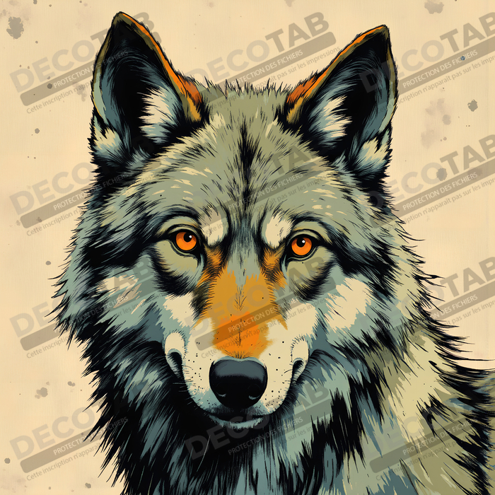 Tableau loup | Peinture moderne expressive loup