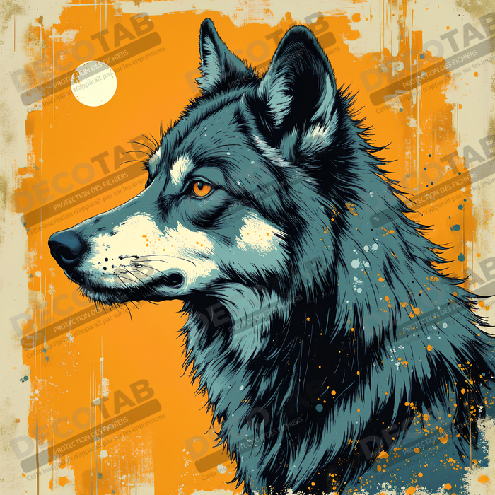 Tableau loup | Peinture moderne expressive loup
