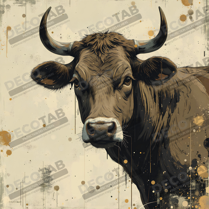 Tableau vache | Peinture moderne expressive vache