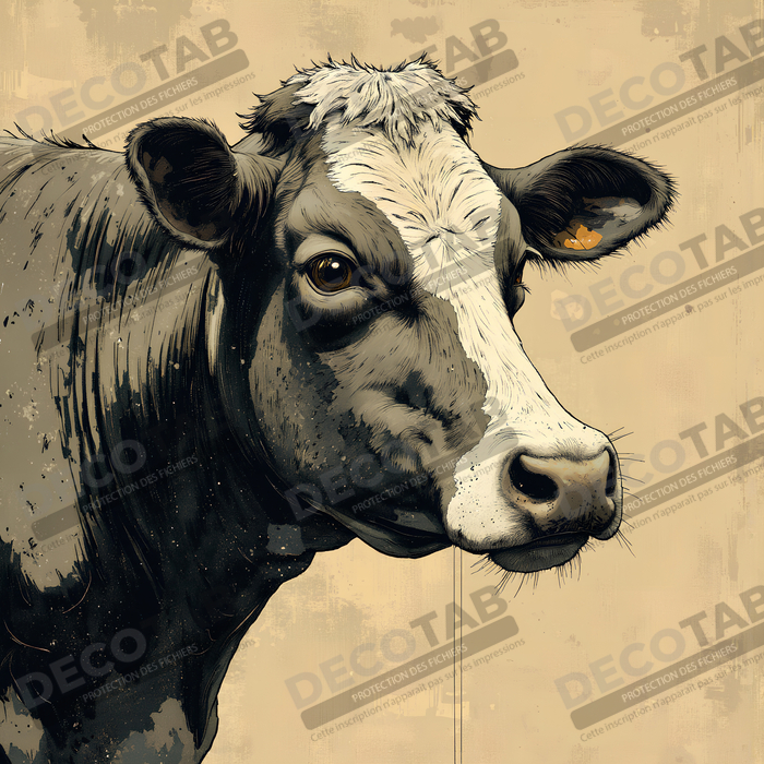 Tableau vache | Peinture moderne expressive vache