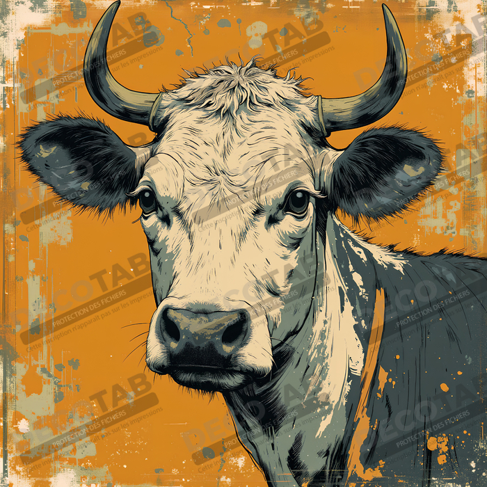 Tableau vache | Peinture moderne expressive vache
