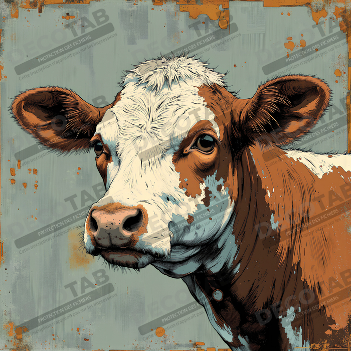 Tableau vache | Peinture moderne expressive vache