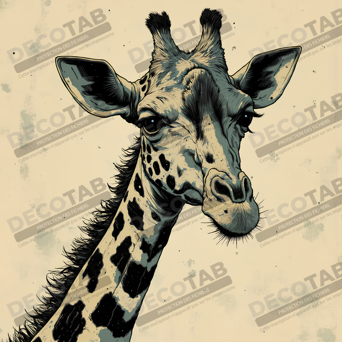 Tableau girafe moderne - Peinture animalière expressive et graphique