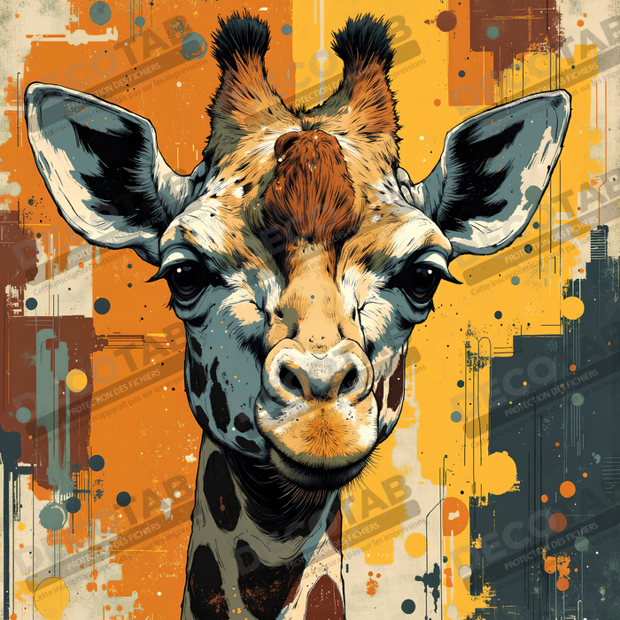 Tableau girafe moderne - Peinture animalière expressive et graphique