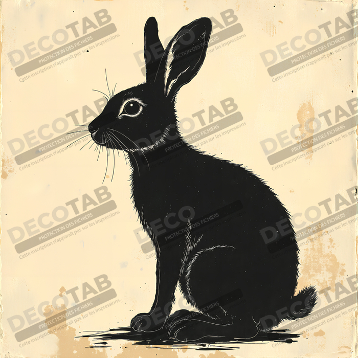 Tableau lapin moderne - Peinture animalière expressive et graphique