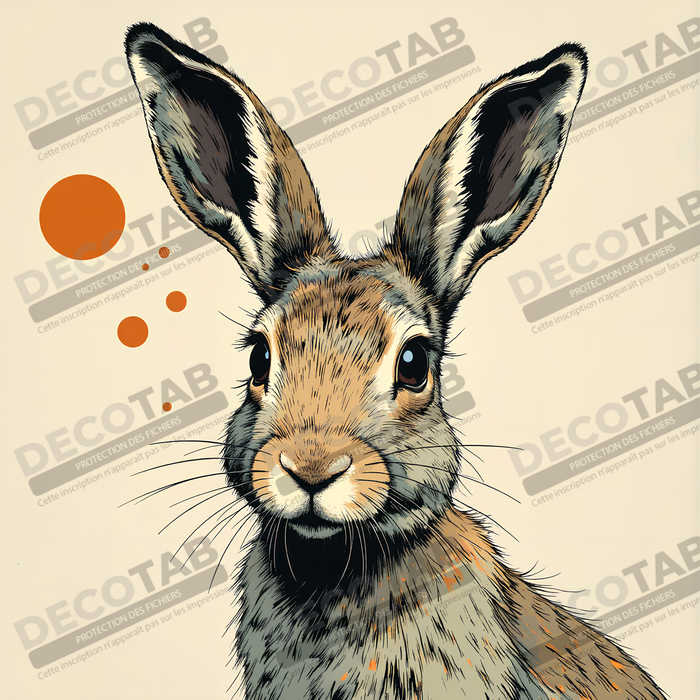 Tableau lapin moderne - Peinture animalière expressive et graphique