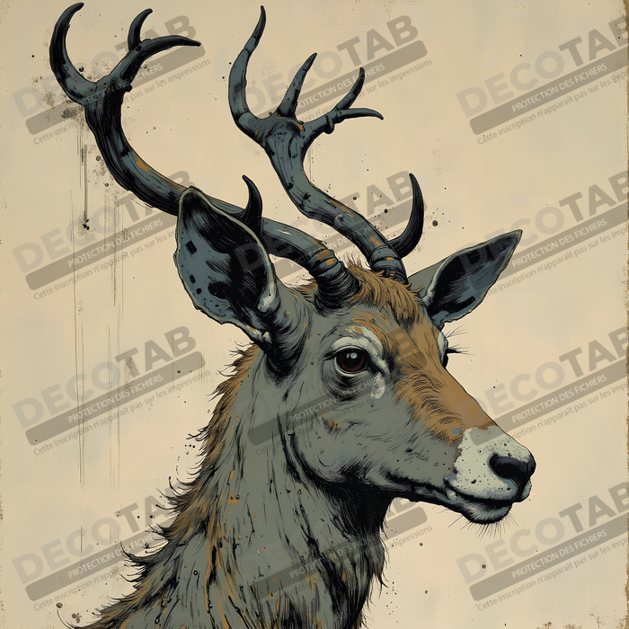 Tableau chèvre moderne - Peinture animalière expressive et graphique