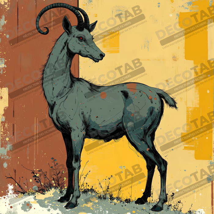 Tableau chèvre moderne - Peinture animalière expressive et graphique
