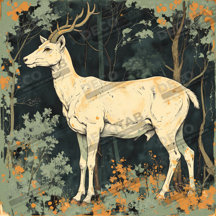 Tableau chèvre moderne - Peinture animalière expressive et graphique