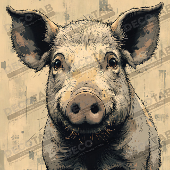 Tableau cochon - Peinture moderne et expressive