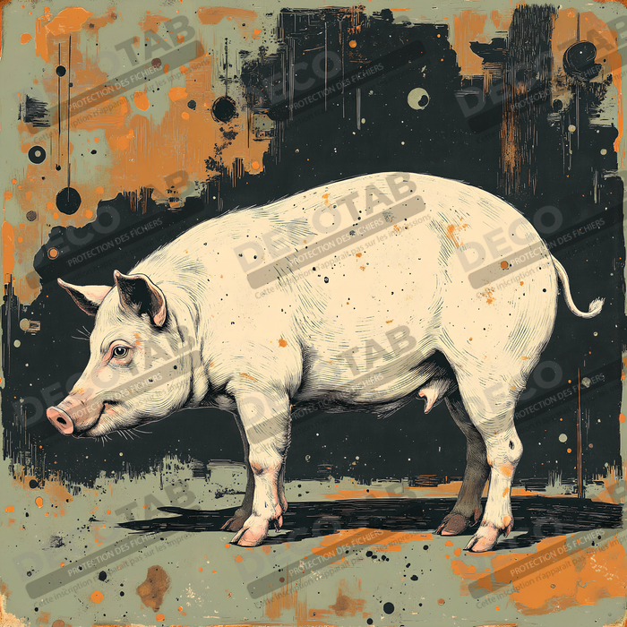 Tableau cochon - Peinture moderne et expressive