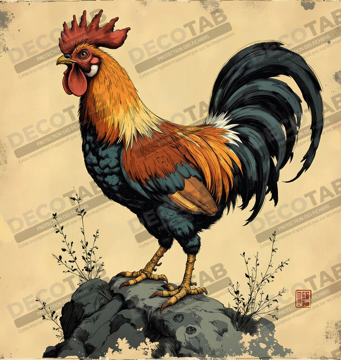 Tableau coq moderne - Décoration murale graphique et expressive