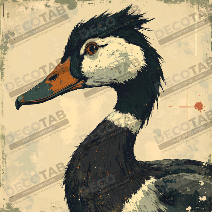 Tableau canard et oie moderne - Peinture animalière expressive