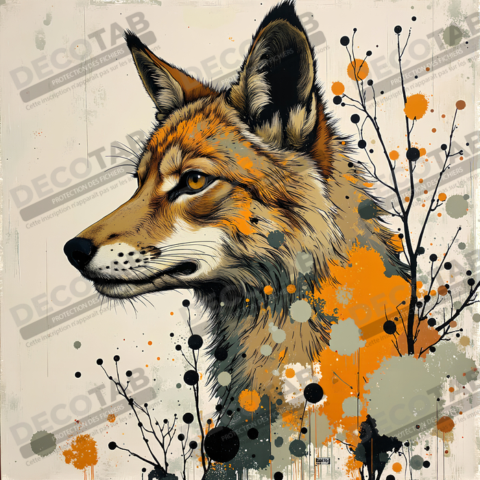 Tableau loup | Peinture moderne expressive loup
