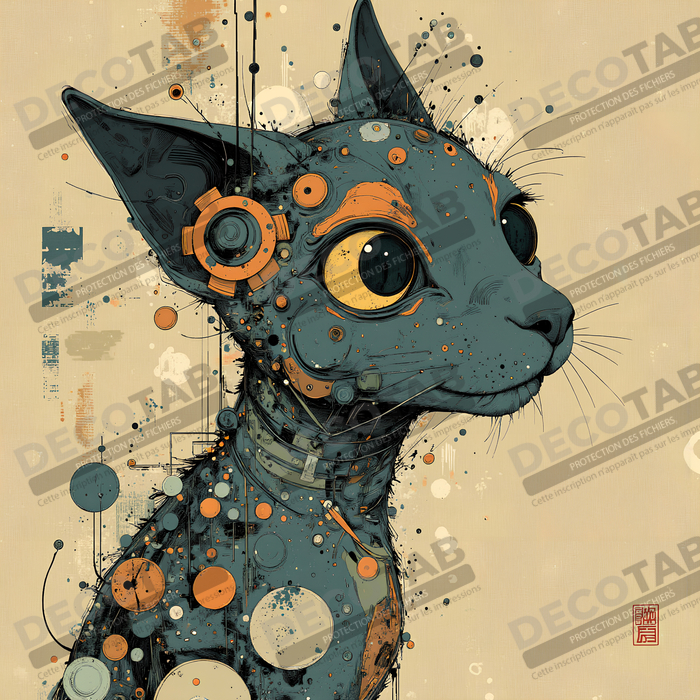 Tableau chat | Peinture expressive moderne chat