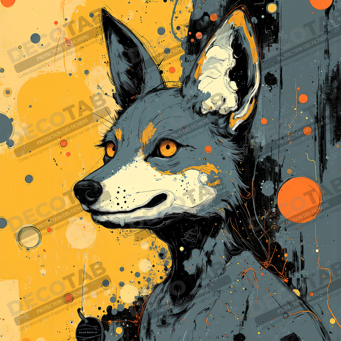 Tableau loup | Peinture moderne expressive loup