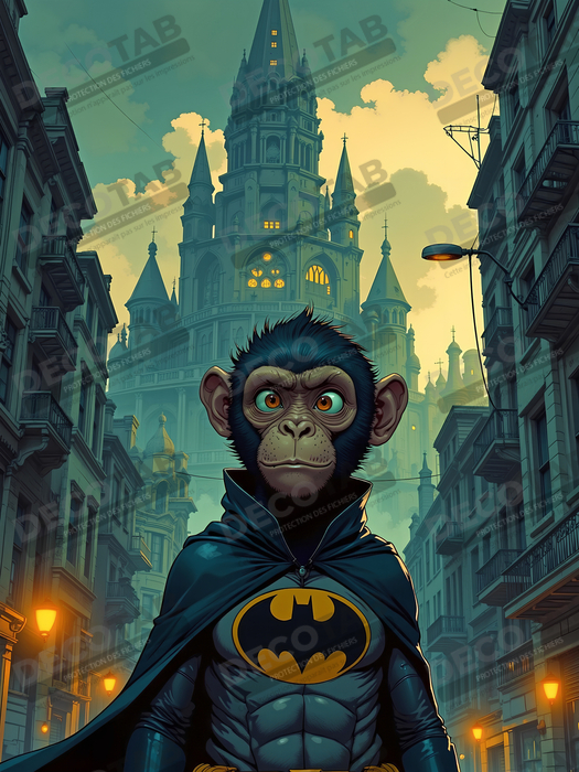 Tableau chimpanzé super-héros sombre | Décoration pop culutre