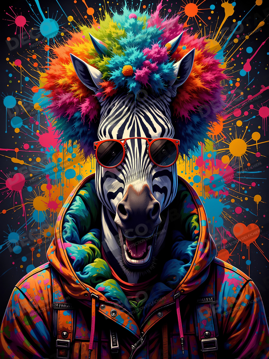 Tableau zèbre graffiti - Art mural audacieux et ultra coloré