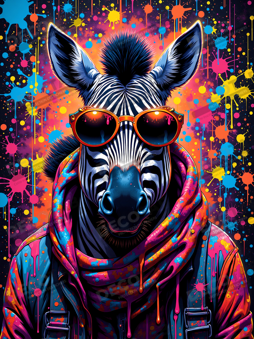 Tableau zèbre graffiti - Art mural audacieux et ultra coloré