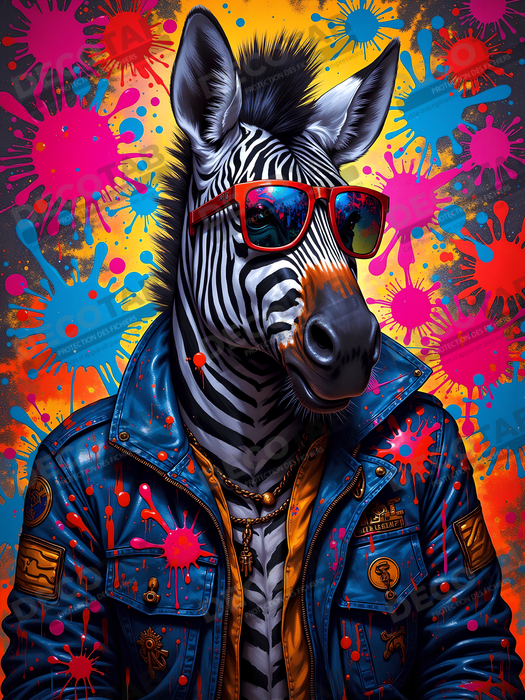 Tableau zèbre graffiti - Art mural audacieux et ultra coloré