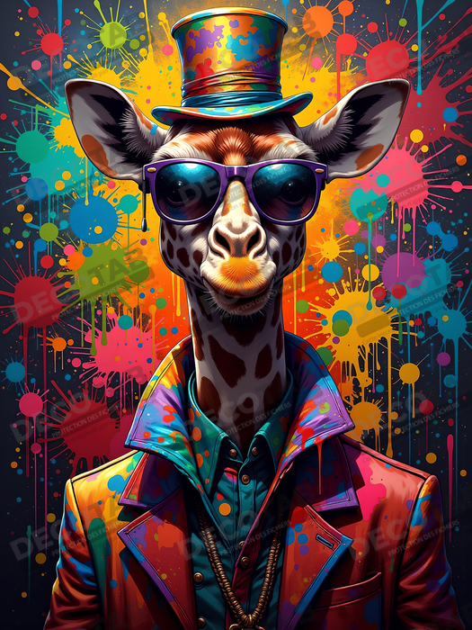 Tableau girafe graffiti - Décoration urbaine haute en couleurs