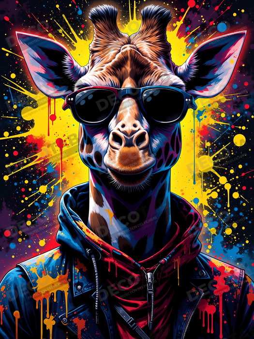 Tableau girafe graffiti - Décoration urbaine haute en couleurs