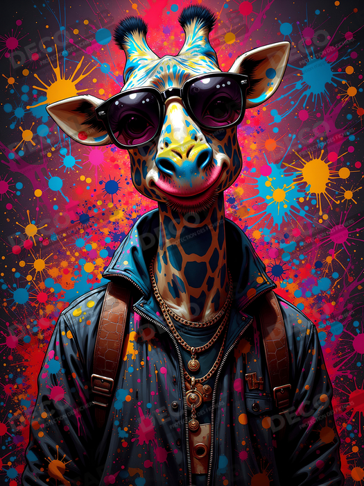 Tableau girafe graffiti - Décoration urbaine haute en couleurs