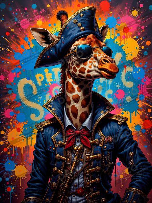 Tableau girafe graffiti - Décoration urbaine haute en couleurs