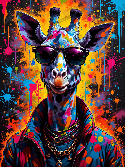 Tableau girafe graffiti - Décoration urbaine haute en couleurs