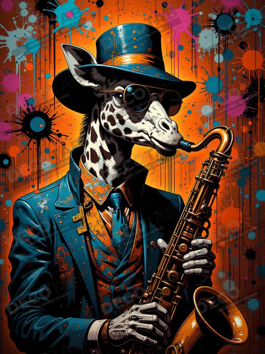 Tableau girafe graffiti - Décoration urbaine haute en couleurs